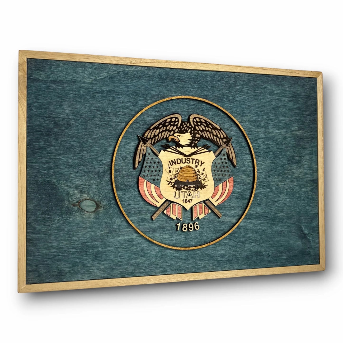 3D Wooden Utah State Flag Wall Art
