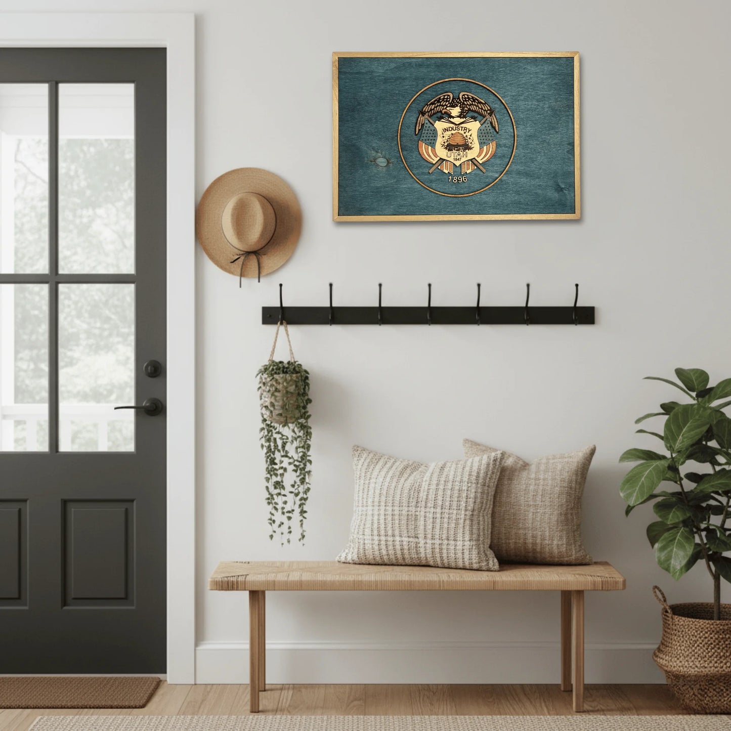 3D Wooden Utah State Flag Wall Art