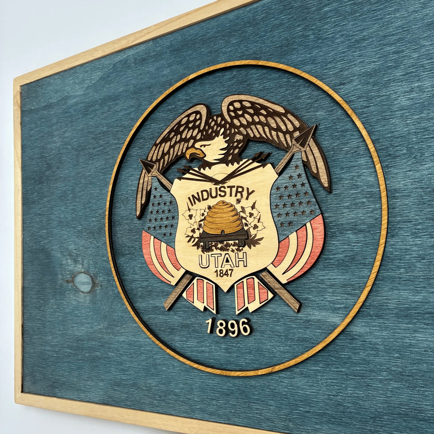 3D Wooden Utah State Flag Wall Art