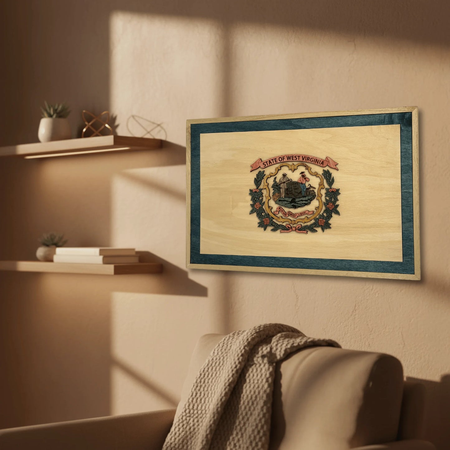 3D Wooden West Virginia State Flag Wall Art